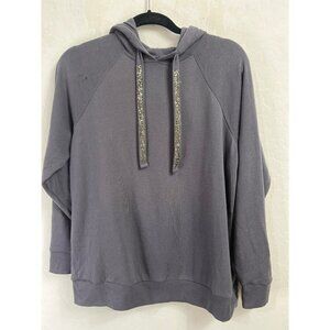 Torrid Charcoal Grey Hoodie Crystal Embellished Adjustable Strings Sz 00 (US 10)